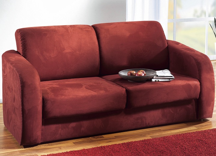 Schlafsofas - Funktionssofa mit pflegeleichtem Microfaser-Bezugsstoff, in Farbe BORDEAUX Ansicht 1