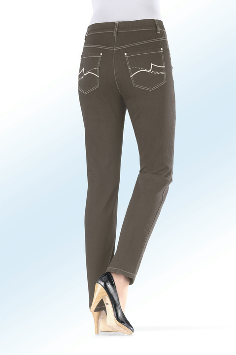 Hosen mit Knopf- und Reißverschluss - Power-Stretch-Jeans, in Größe 017 bis 092, in Farbe TAUPE