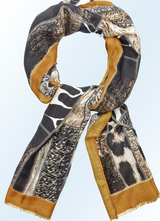 Accessoires - Schal mit zauberhaften Tierfell-Dessins, in Farbe SCHWARZ-BUNT Ansicht 1