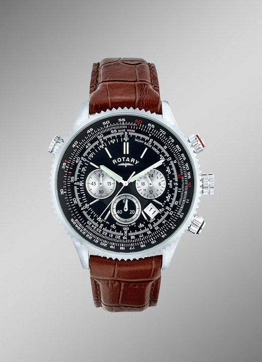 Chronographen - Klassischer Chronograph mit Edelstahlgehäuse, in Farbe SCHWARZ Ansicht 1