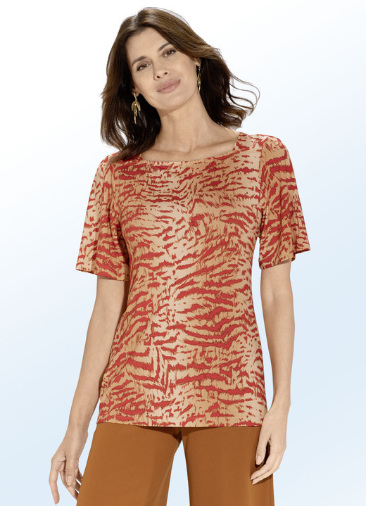 Shirts - Shirt mit dezenter Kräuselung an den Ärmeln, in Größe 044 bis 052, in Farbe ORANGE-ROT