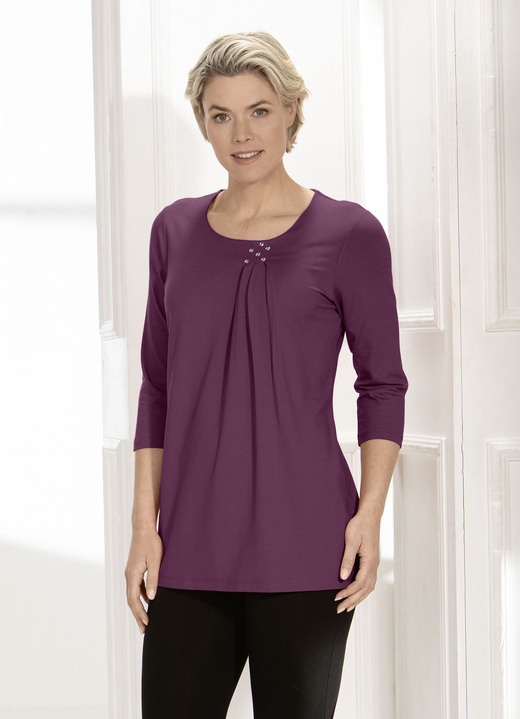 Shirts - Longshirt in legerer Form in 2 Farben, in Größe 036 bis 052, in Farbe AUBERGINE Ansicht 1