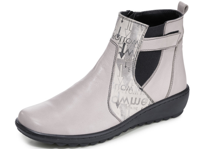 Stiefel & Stiefeletten - Gemini Stiefelette aus teilweise bedrucktem Rind-Nappaleder, in Größe 036 bis 042, in Farbe KIESEL Ansicht 1