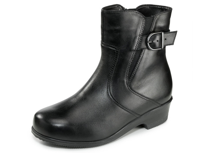 Stiefel & Stiefeletten - Stiefelette mit verstellbarer Zierspange, in Größe 036 bis 042, in Farbe SCHWARZ Ansicht 1