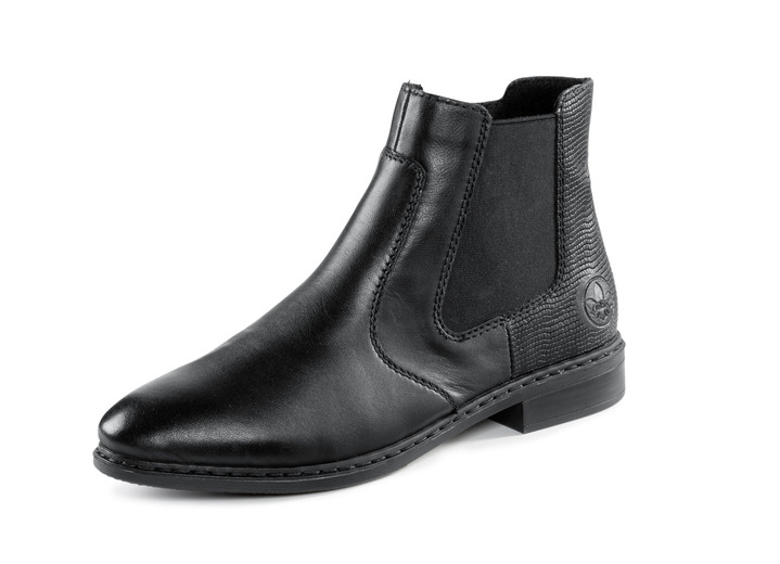 Stiefel & Stiefeletten - Rieker Stiefelette mit seitlichem Elastikeinsatz, in Größe 036 bis 042, in Farbe SCHWARZ Ansicht 1