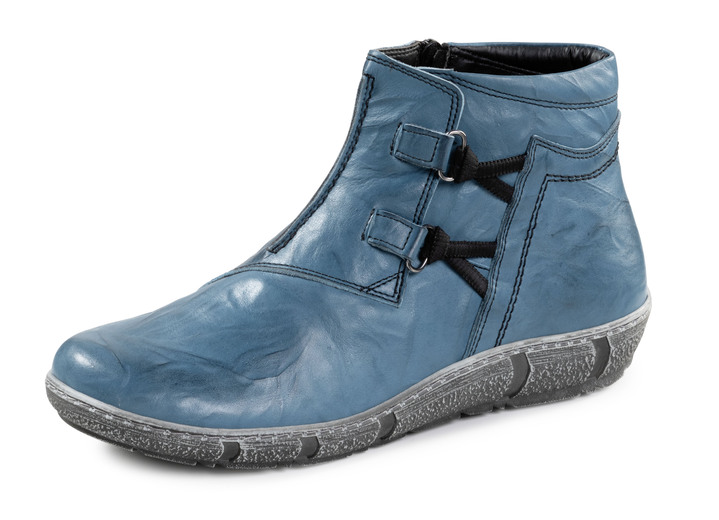 Stiefel & Stiefeletten - Gemini Bootie mit Knitter-Struktur und seitlichen Elastikeinsätzen, in Größe 036 bis 042, in Farbe JEANS Ansicht 1