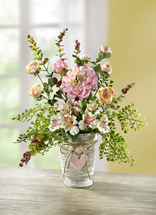 Geschenkideen - Ranunkel-Gesteck im Topf, in Farbe ROSA-GRÜN