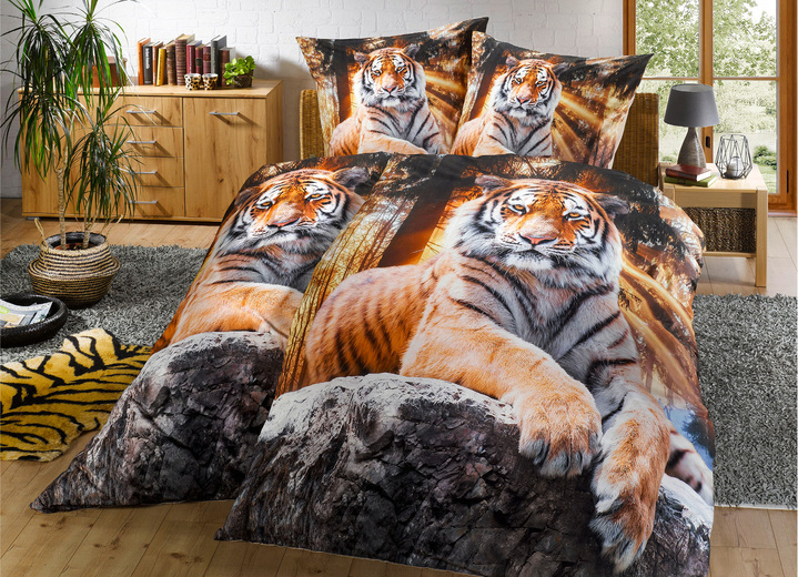 - Bettwäsche-Garnitur mit Tiger-Motiv, in Farbe BUNT